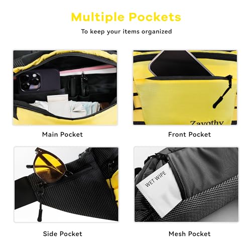 Zavothy Waist Bag for Women Fashion Fanny Pack Men Hiking Waist Packs for Running Hiking Gear with Detachable Water Bottle Holder for Walking Hiking Cycling