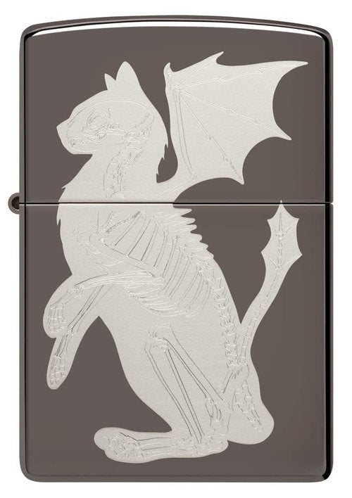 Zippo Dragon Cat Design Black Ice Pocket Lighter