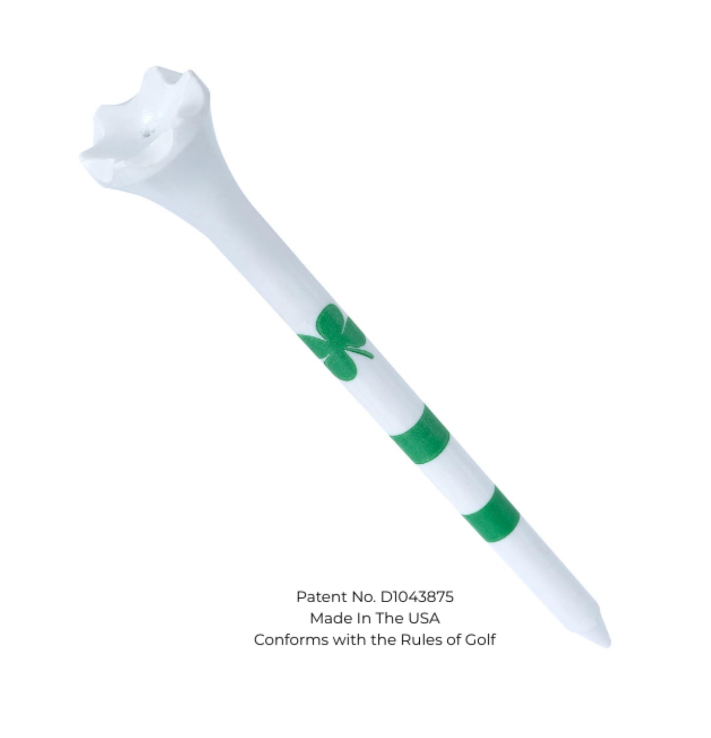 NorthPointe Four Leaf Clover/Shamrock 3 ¼” Plastic Golf Tees – White with Green - 100 Tees in Bulk