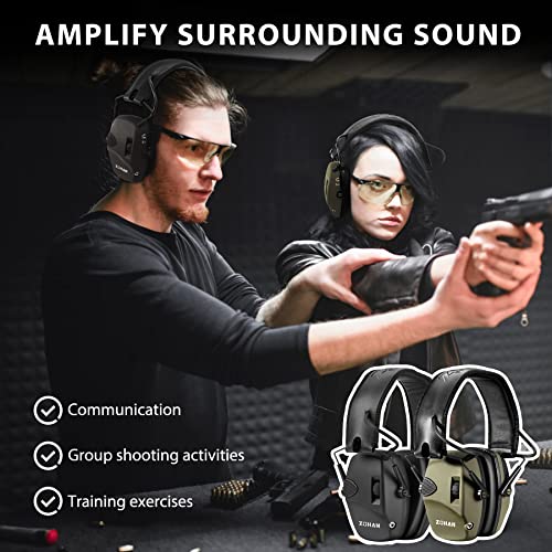 ZOHAN EM054 Electronic Shooting Ear Protection with 4X Sound Amplification 2 Pack,Slim Active Noise Reduction Earmuffs for Gun Range