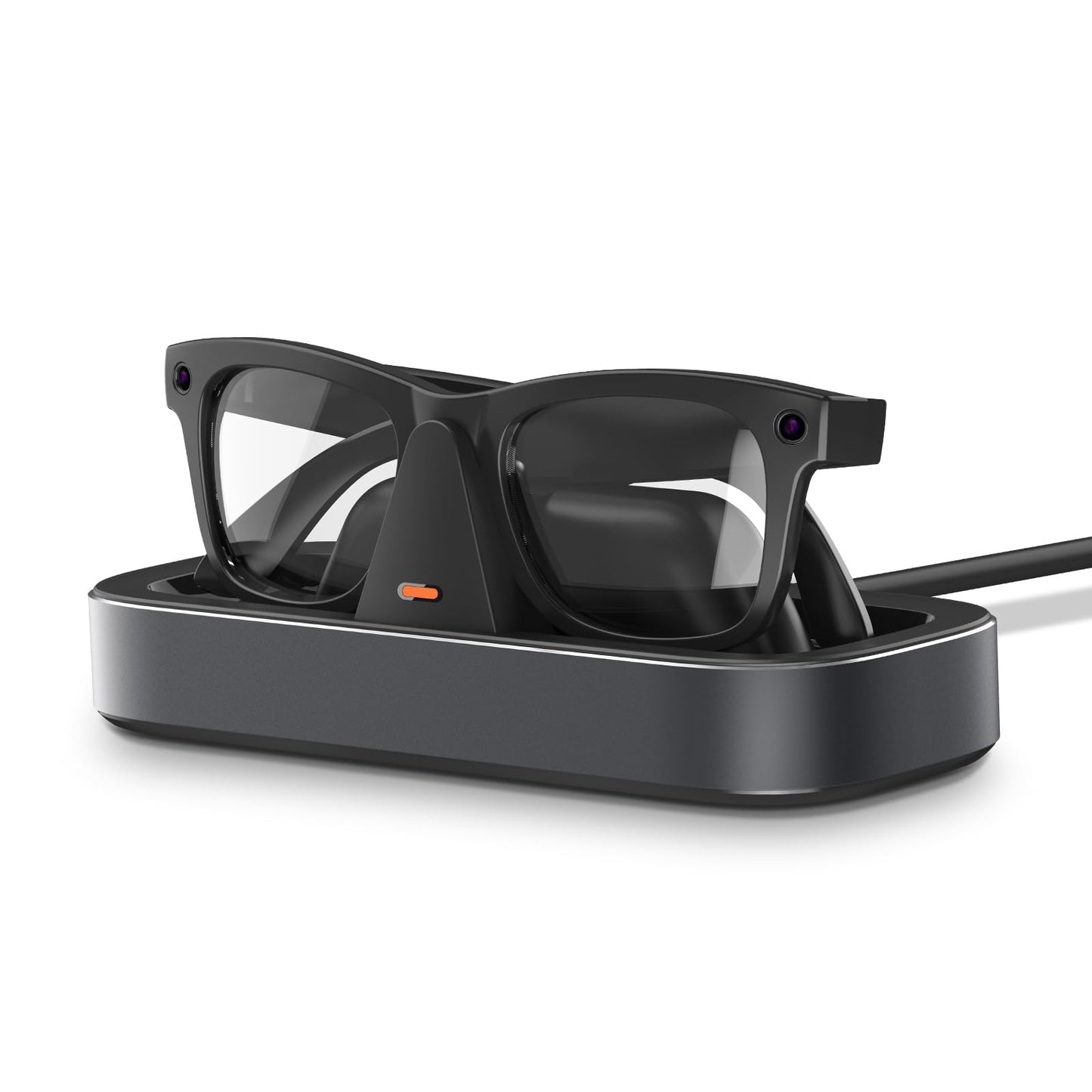 Charging Station for Meta Ray-Ban Glasses - Wayfarer, Skyler, Headliner & Oakley Meta HSTN Charger with LED Indicator (Gray)