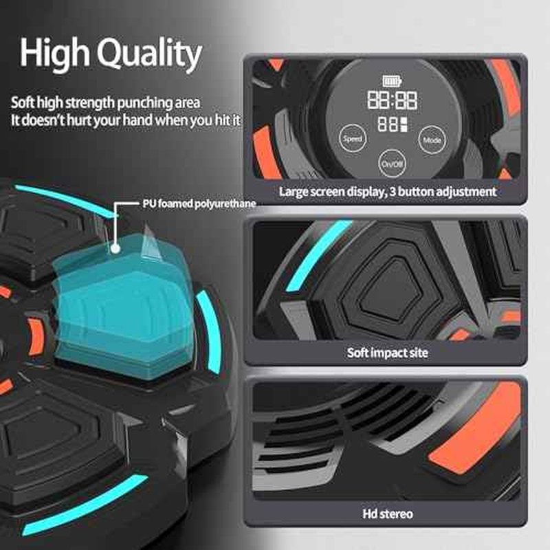 Smart Music Boxing Machine for Adults and Kids, Training Machine with LED Electronic Wall Mounted, Home Indoor Workout Equipment with Premium Boxing Gloves