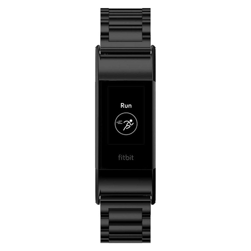 Maxjoy Compatible with Fitbit Charge 3 / Charge 4 Bands, Charge 3 SE Metal Band Small Large Stainless Steel Bracelet Strap Replacement for Fitbit Charge 3/ Charge 4/ Charge 3 SE Wristbands, Black