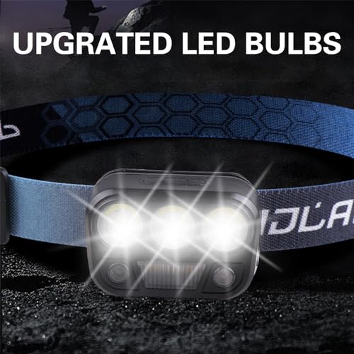 Udihch Rechargeable Headlamp, Led Flashlight with Motion Sensor, 5 Mode High Performance Head Light for Outdoor Fishing Camping Running Hunting