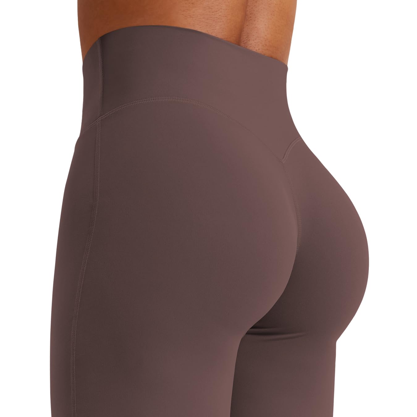 YEOREO Workout Leggings Womens No Front Seam Straight Leggings 31.5" High Waist Buttery Eddiy Gym Yoga Pants Plum Brown M