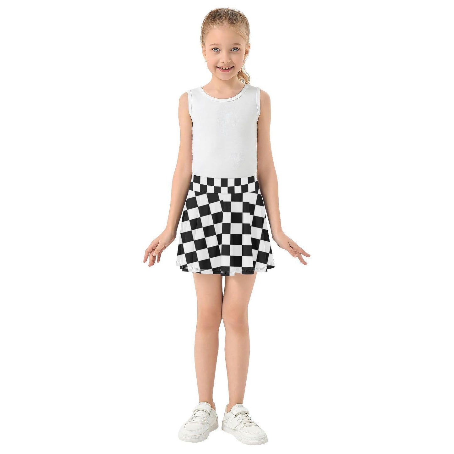 Tatenale Black and White Checkered Girls Skorts Size 6 Tennis Skirt Athletic Skort Golf Skirt Shorts with Pockets Dancing Running