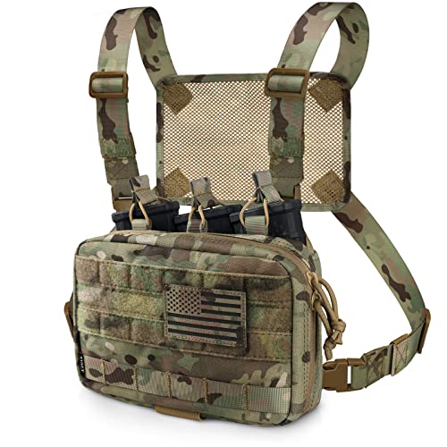 WYNEX Tactical Mag Admin Pouch, Molle Utility Tool Pouch Medical EMT Organizer with Triple Stacker Magazine Holder for M4 M16 Patch Included