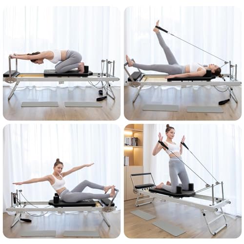 ARKANTOS Foldable Pilates Reformer, Pilates Machine, Pilates Equipment for Gym Workout and Home Use, Suitable for Intermediate and Beginners Users (Black)