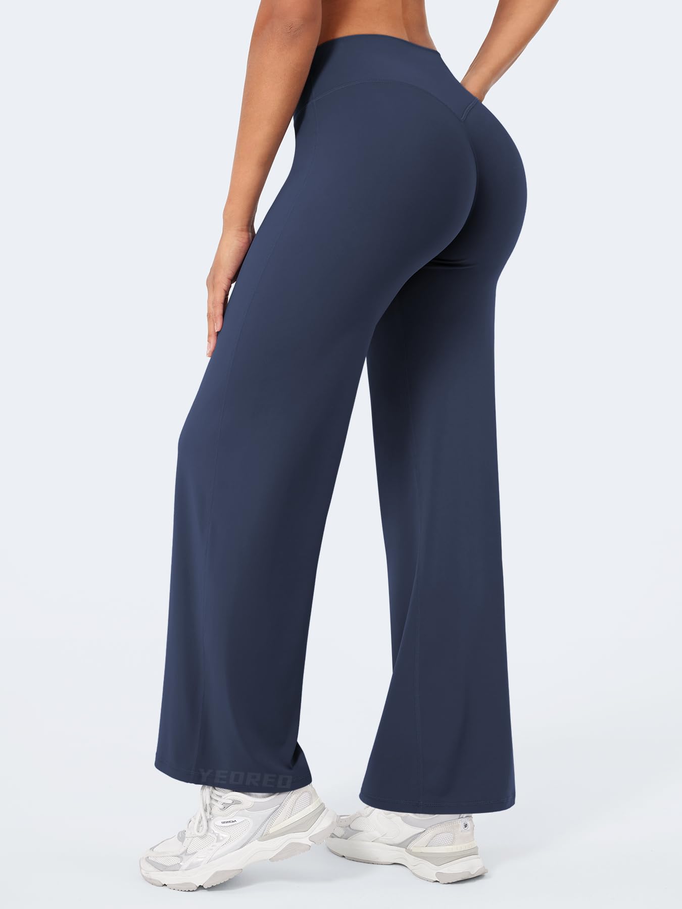 YEOREO Workout Womens Straight Leggings 29" Eddiy Yoga Pants Navy Blue XS