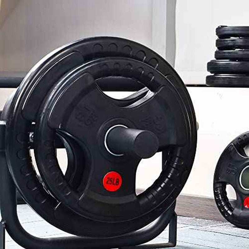 Fitvids Olympic 2-Inch Cast Iron Plate Weight Plate for Strength Training and Weightlifting, Rubber Coated Style, 25LB Pair
