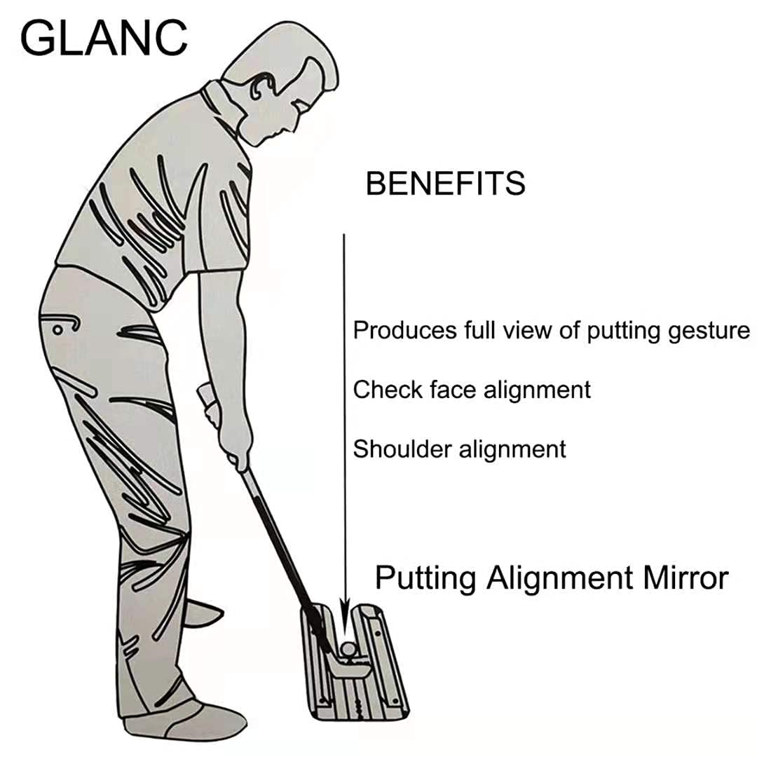 GLANC Golf Putting Practice Mat Set with Alignment Mirror & Cup, 20 in X 10 ft Training Aid Mat, Anti-Slip Backing Golf Putting Green for Indoor and Outdoor Use