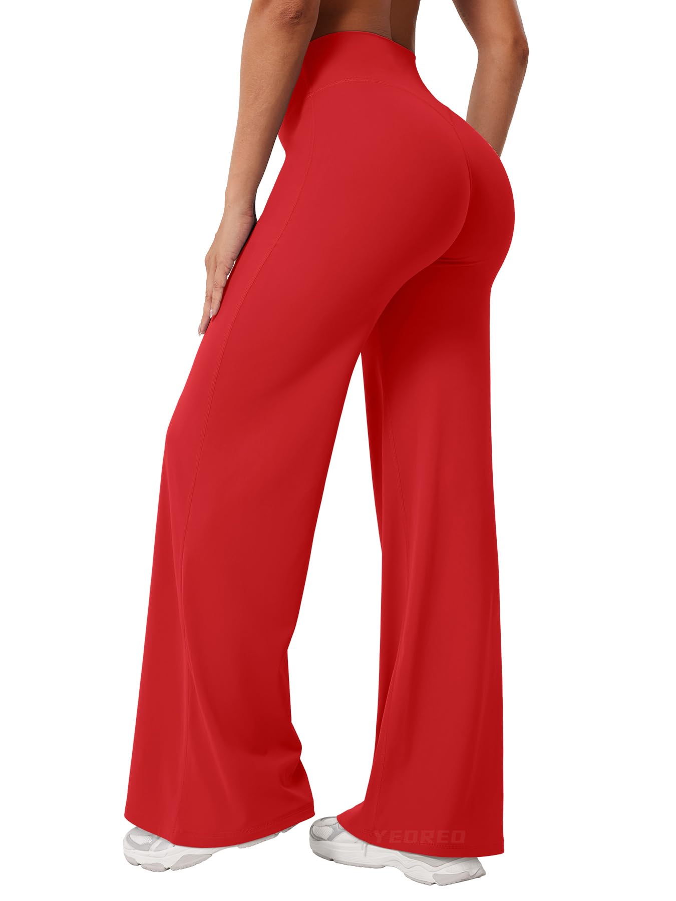 YEOREO Workout Womens Straight Leggings 31.5" Eddiy Gym Yoga Pants Red XXL