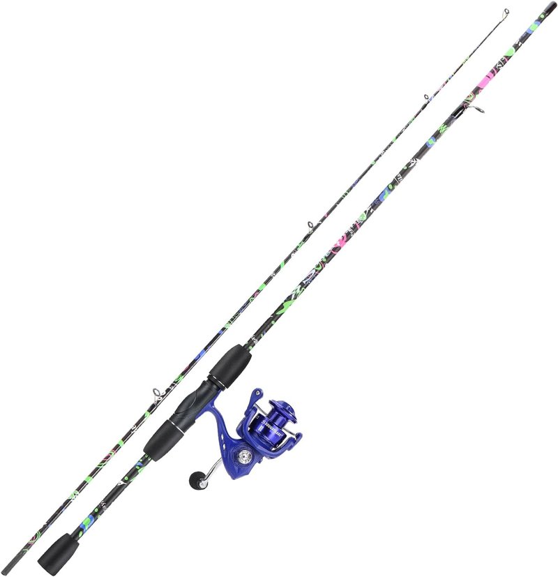 Fishing Rod Combo - 2-Piece 6-Foot Graphite & Fiberglass with Anti-Reverse Spinning Reel