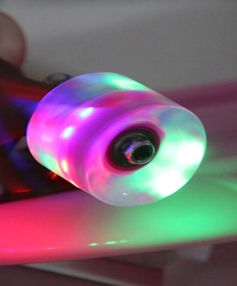 Cruiser Skateboard for Girls with LED Light Up Wheels Cool Completed Skate Board 22 inch for Kids Teens Beginners Standard Skateboard with Carrying Bag