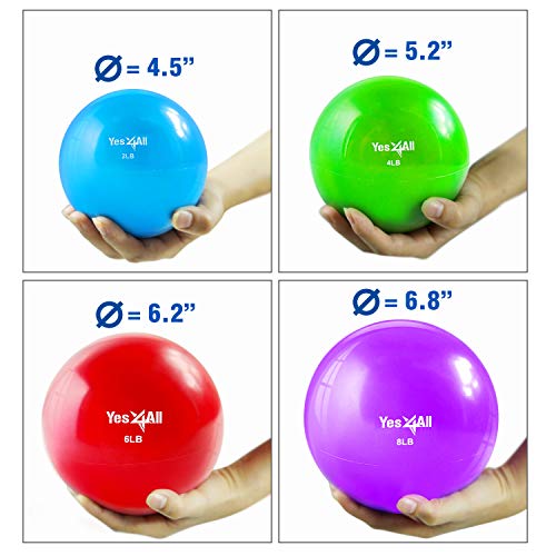 Yes4All Set 6 Weighted Toning Balls Knurl - (2lb - 3lb - 4lb - 5lb - 6lb - 8lb) - Multi Colors