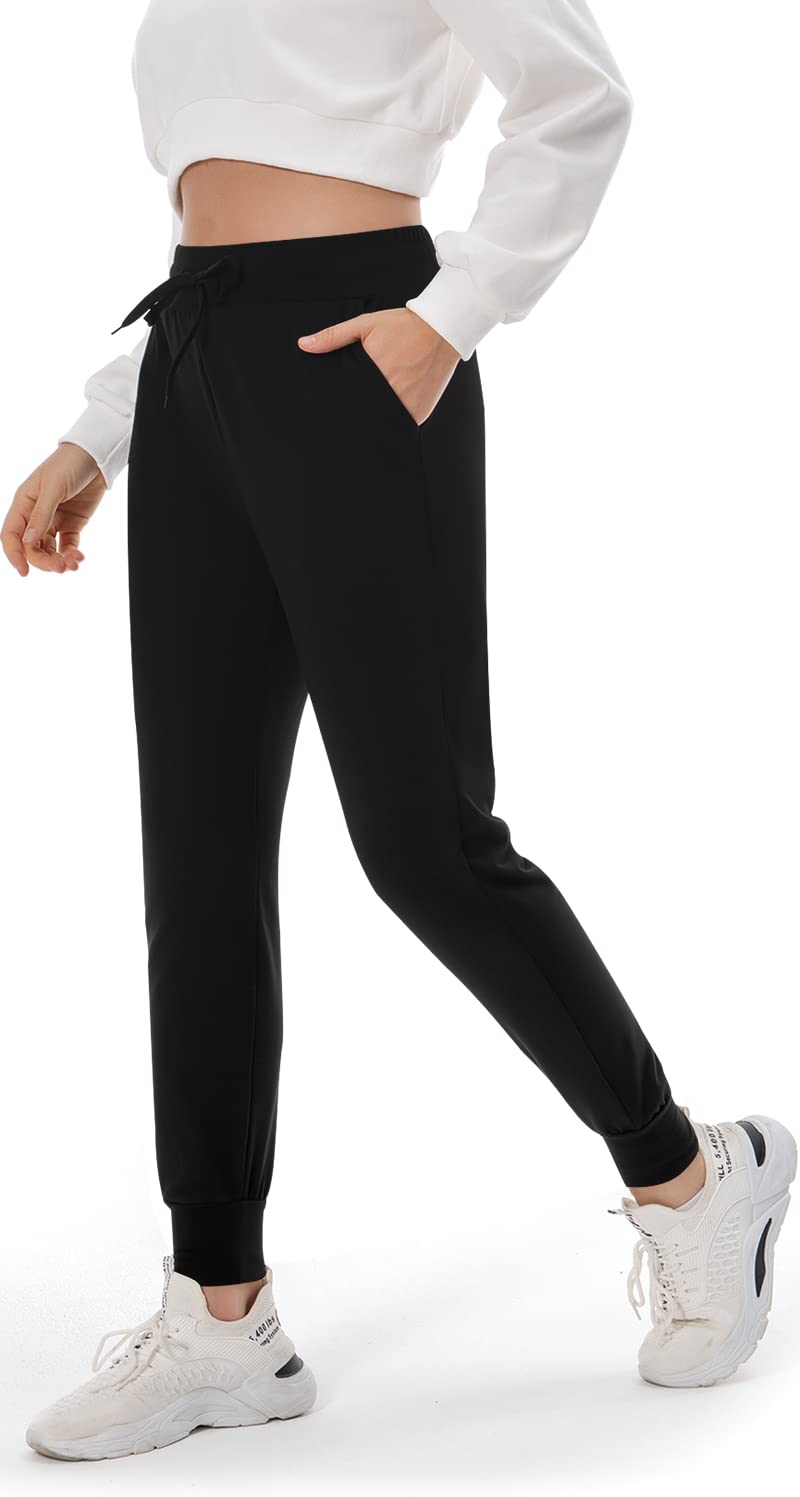 FULLSOFT Fleece Lined Sweatpants for Women-Thermal Athletic Joggers with Pockets Yoga Pants for Running Winter(Black,Large)