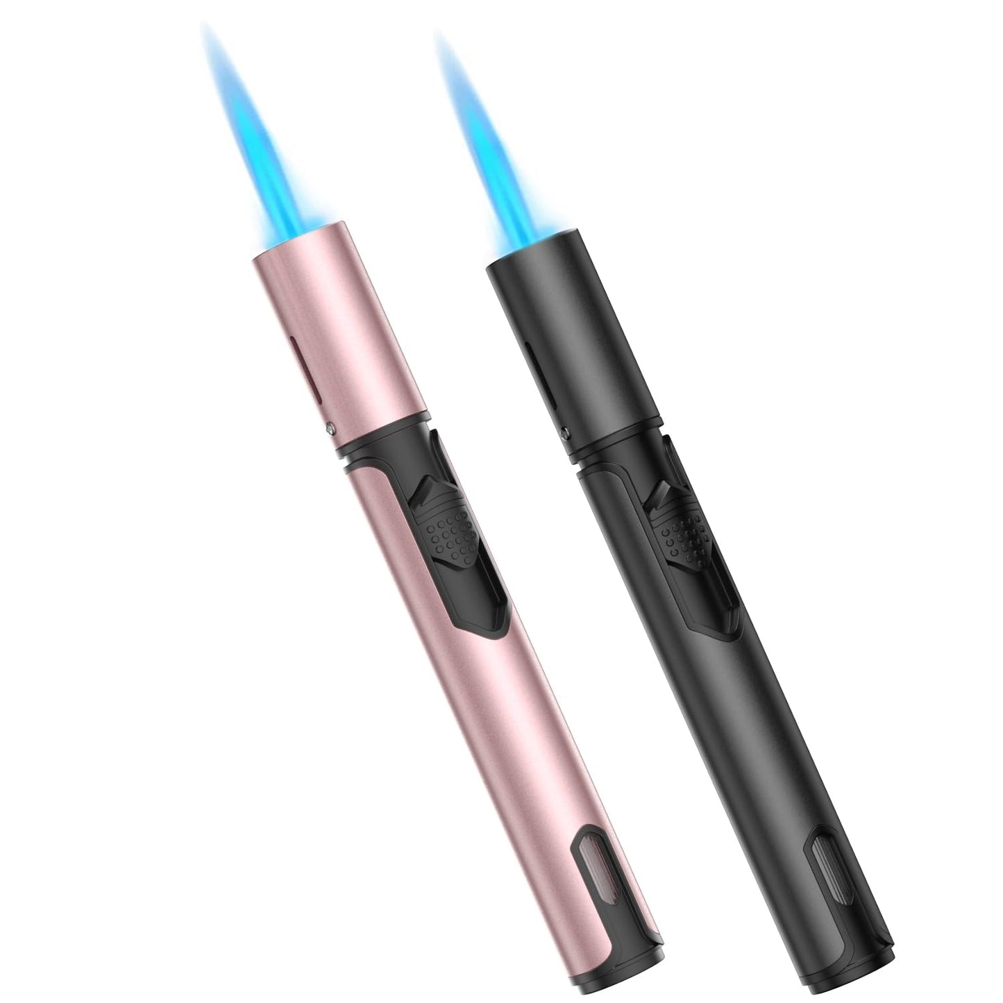 Torch Lighters Butane Lighter 2 Pack Windproof Adjustable Jet Flame Torch Lighter, Butane Refillable Gas Torch Lighter for Candles Grill BBQ Fireplaces Camping ((Not Prefilled)