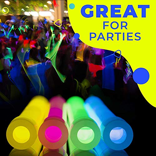 32 PCS Ultra Bright 6 Inch Glow Sticks - Emergency Bright Chem Glow Sticks with 12 Hour Duration - Camping, Hiking Glow Stick Lights - for Parties and Kids Activities - Blackout Or Storm Ready Use