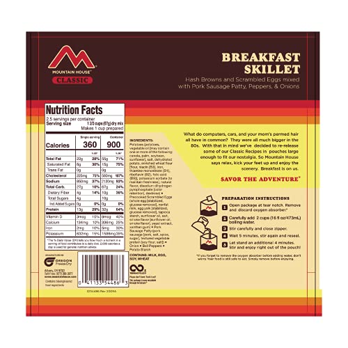 Mountain House Classic Breakfast Skillet | Freeze Dried Backpacking & Camping Food | 2.5 Servings