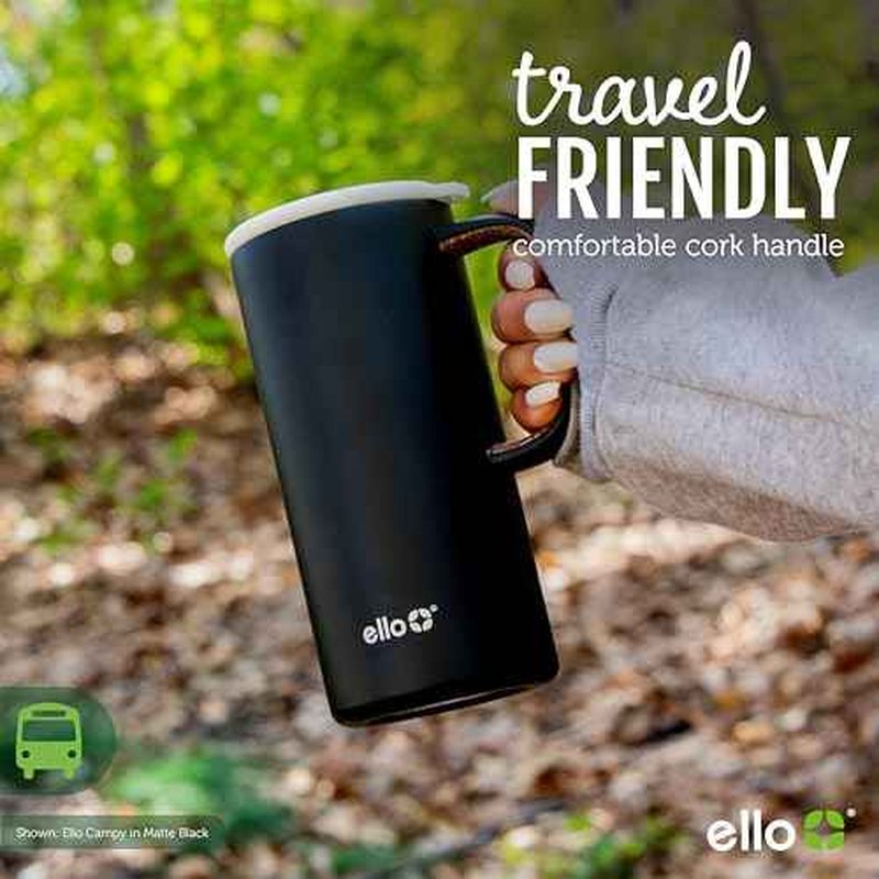 Ello Campy 18oz Stainless Steel Travel Mug with Handle and Leak Proof Lid | Vacuum Insulated Coffee Cup for Hot or Cold Drinks | Reusable, BPA Free | Gift for Coffee Lovers, Frost