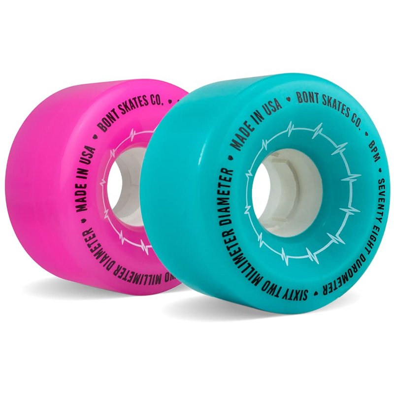 Bont Skates BPM Quad Roller Skate Outdoor Wheels - Suitable for Recreational Skating Asphalt Sidewalk Boardwalk Street - 62x35mm 78A, Made in USA (Hot Pink - Set of 4 wheels)