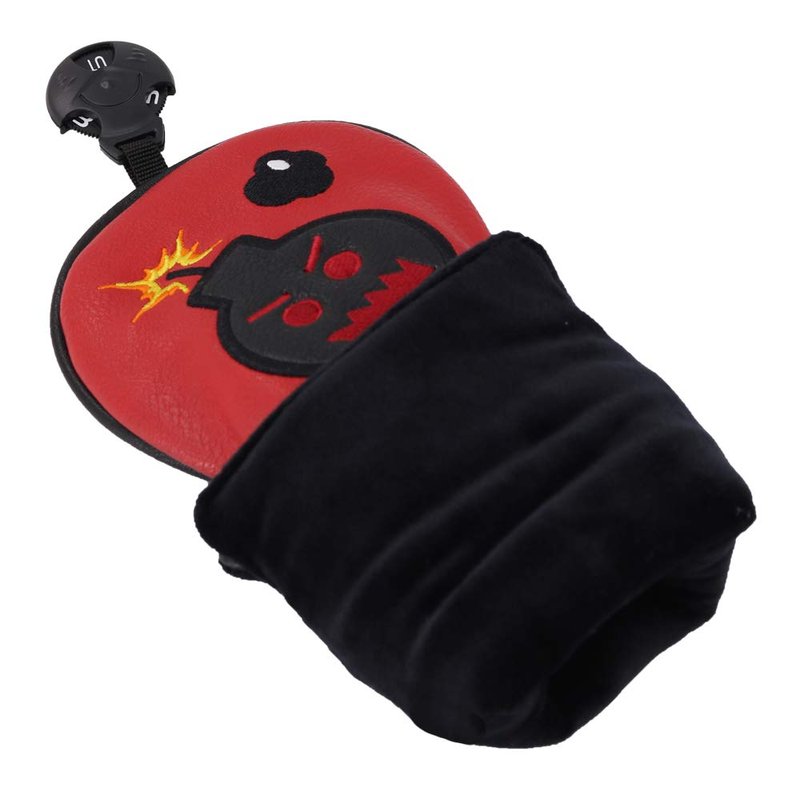 Craftsman Golf Bomb Red & Black Driver Fairway Wood Hybrid PU Leather Vintage Golf Clubs Head Covers (3PCS (1,F,UT))