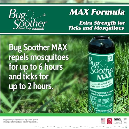 Bug Soother MAX - Natural Gnat, Tick, and Mosquito Repellent, 8 fl oz Bug Spray Deterrent - DEET-Free Safe for Adults and The Environment - Made in USA