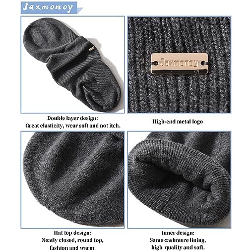jaxmonoy Knit Beanies Winter Hats for Women and Men Soft Warm Double Layer Ladies Skull Beanie caps