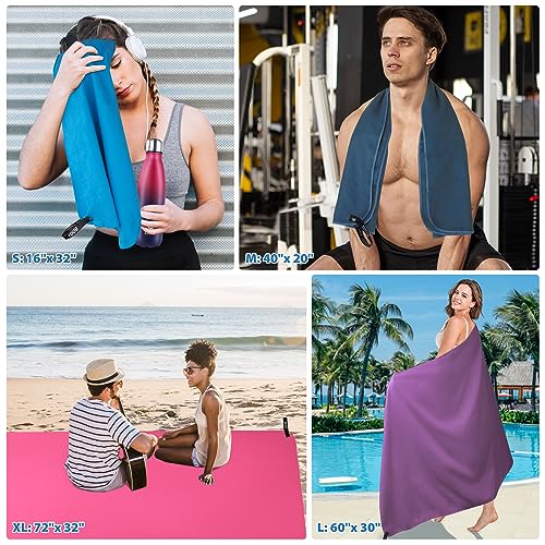 BOGI Microfiber Travel Sports Towel-Quick Dry Towel, Soft Lightweight Microfiber Camping Towel Absorbent Compact Travel Towel for Camping Gym Beach Yoga Swimming Backpacking (S:16''x32'',2Pcs-Nblue)