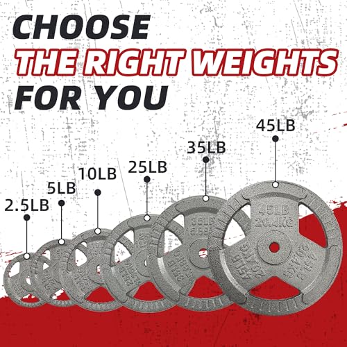 Cast Iron 1-Inch Standard Weight Plate for Strength Training & Weightlifting, Multiple Weights Available