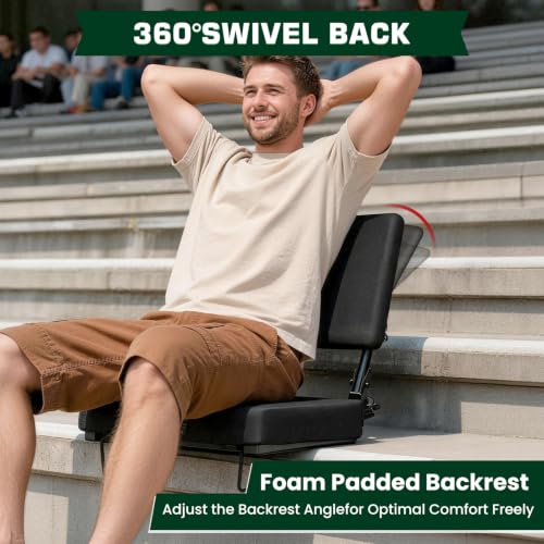PALATALA Black Stadium Seats with Back Support 2-Pack - Bleacher Chairs with Cushions