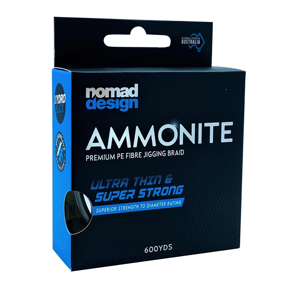 Nomad Design Ammonite Braided Fishing Line - Strong and Thin Premium Multicolor Jigging Braid for Saltwater Fishing 600Yds, 55lb Test, 0.30mm Diameter