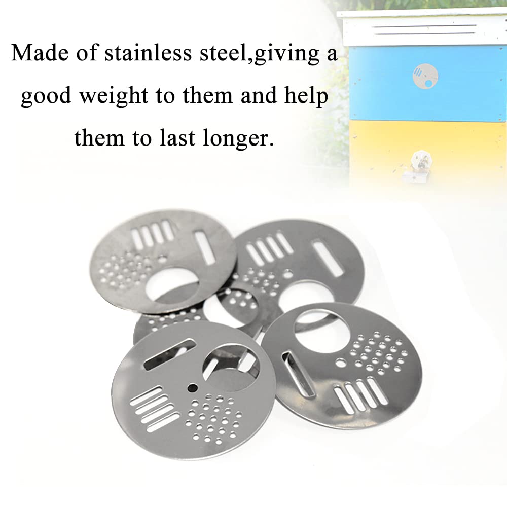 Acoeitl 5Pcs Bee Hive Entrance Disc 2.64In Diameter Stainless Steel Entrance Gates Beekeeping Tool Equipment for Beekeepers Nuc Box Entrance Reducer Round Beehive Nest Door for Swarm Trap Hive Trap