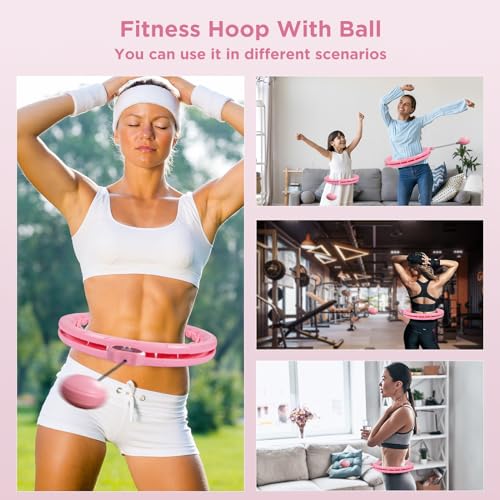 Humixx Silent Smart Waist Hula Hoop Fitness Circle with Ball, Pink