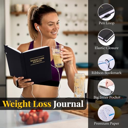 5 MINUTES A DAY Food Journal, Weight Loss Journal for Women, Food Diary to Track Meals, A5 Size Calories Counter Book, 180 Days Diet Wellness Planner for Healthier Lifestyle -Green