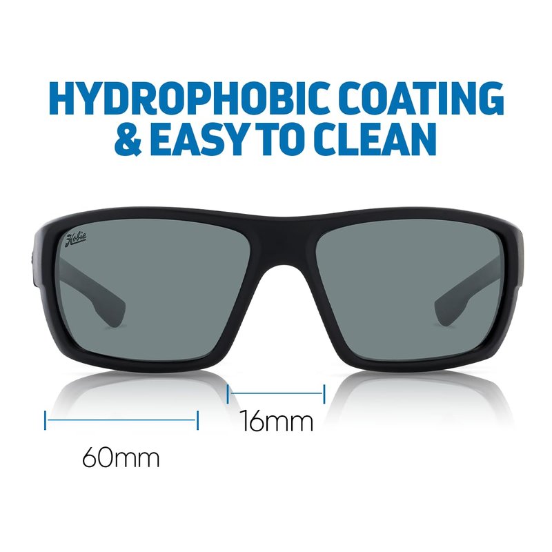 Hobie Mojo Float Polarized Sunglasses for Men and Women - UV Protection, Fashion for Womens and Mens, Rx Ready, Floatable, Lightweight & Durable,- Satin Black Frame, Grey Lens