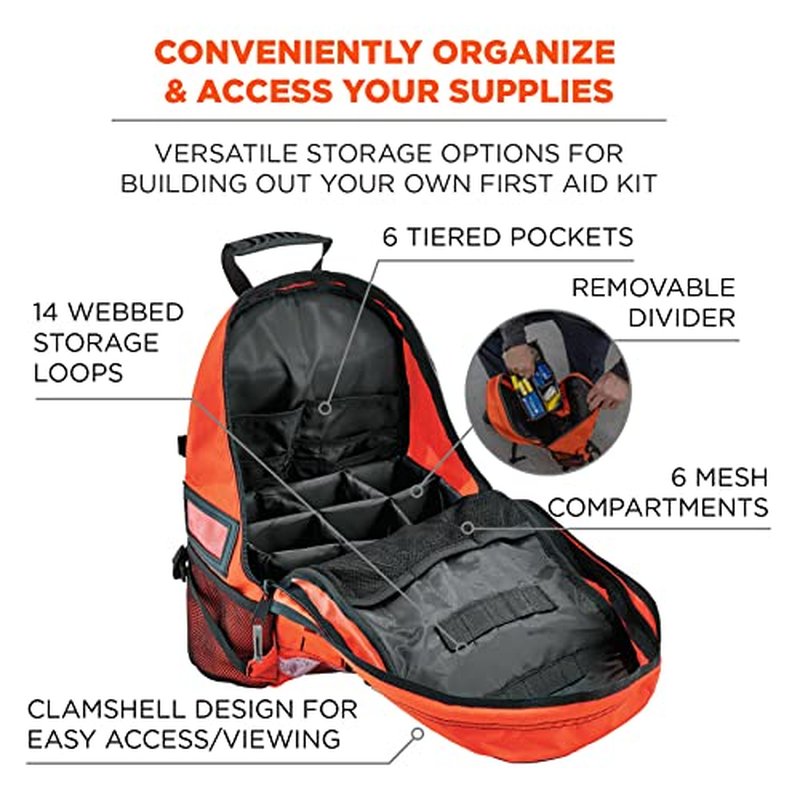 Ergodyne Arsenal 5243 Medic First Responder Trauma Backpack Jump Bag, Orange