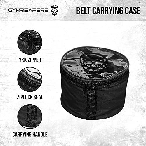 Gymreapers Weight Lifting Belt - 7MM Heavy Duty Pro Leather Belt with Adjustable Buckle - Stabilizing Lower Back Support 4 Inches Wide For Weightlifting, Bodybuilding, Cross Training (Black, Large)