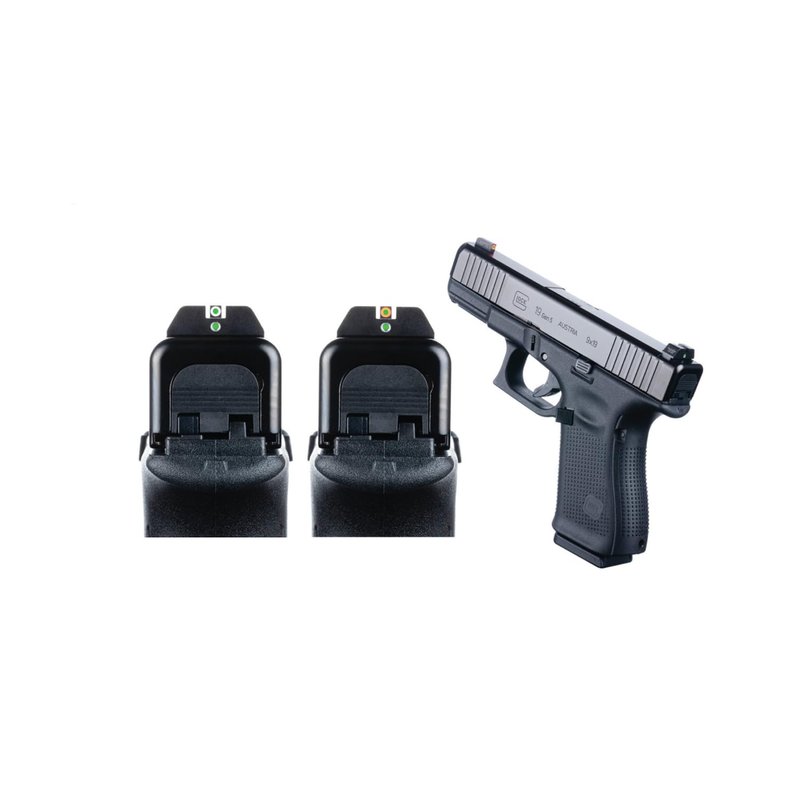 AMERIGLO i-Dot Front & Rear Simple Design Quick and Easy to Align Night Sight Set - Compatible with Glock Model Gen 5 9mm/.40, Green Tritium, LumiGreen Outline