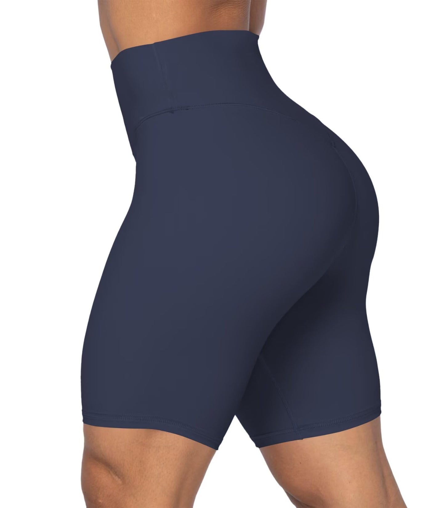 Sunzel No Front Seam High Waist Biker Shorts for Women, Squat Proof Yoga Workout Gym Bike Shorts 8" Inseam Ash Blue Small