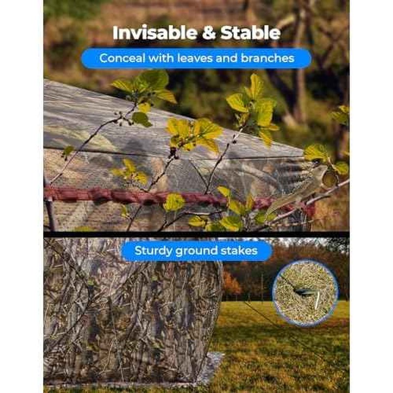 KEMIMOTO Hunting Blinds Ground for Turkey 3-4 Person, 270 Degree See Through with Removable Waterproof Rain Cover and Camouflage Straps, Pop Up Hunting Tent with Safety Reminder Markings (9ft Size)