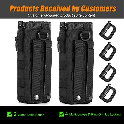 Upgraded Tactical Drawstring Molle Water Bottle Holder Tactical Pouches (NEW-2P Water Pouch)