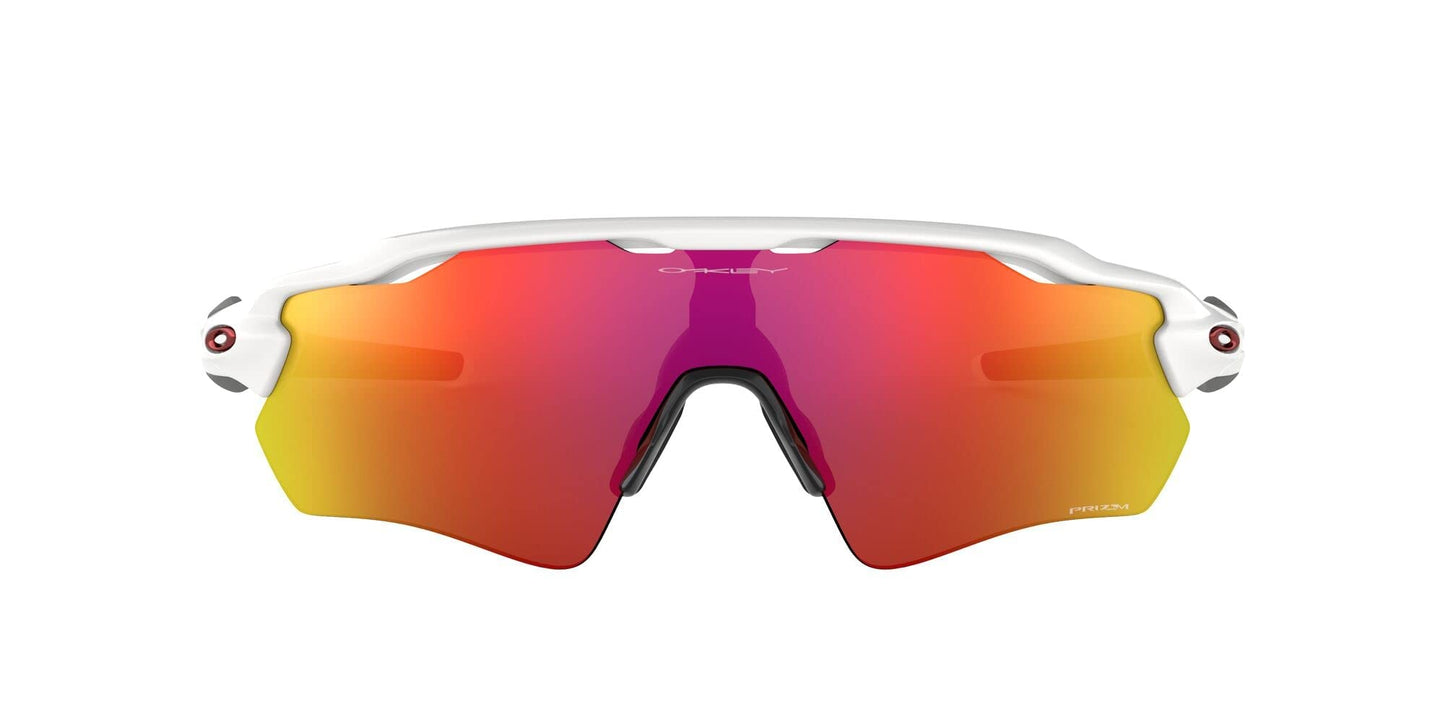 Oakley Men's OO9208 Radar EV Path Rectangular Sunglasses, Polished White Grey/Prizm Ruby, 38 mm