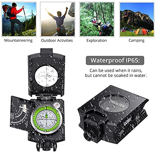 Proster IP65 Hiking Compass, Compass Survival for Geometry, Professional Military Compass with Sighting Clinometer for Camping Hunting Hiking Geology Activities