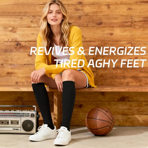 Compression Socks for Women & Men 15-20mmHg Knee High Support Socks for Running Athletic Travel