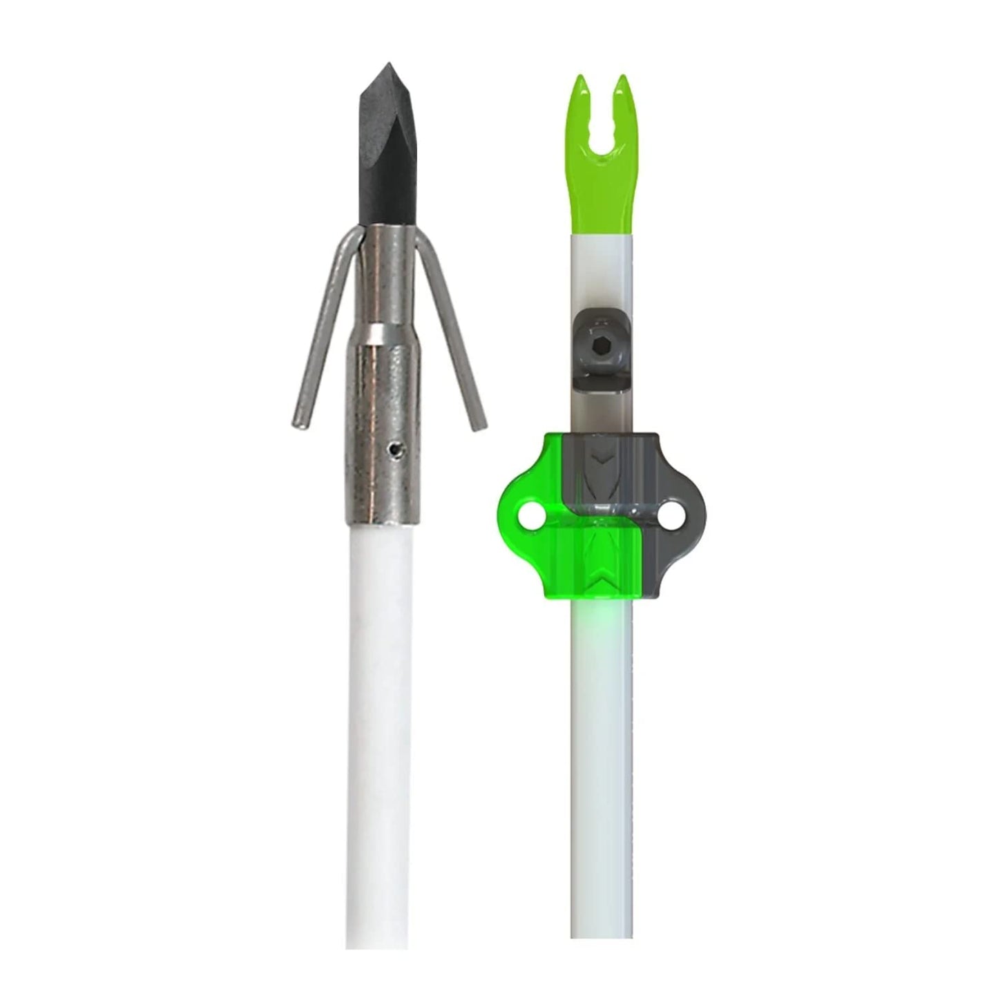 Muzzy Classic Fiberglass Bowfishing Fish Arrow with Nock and Bottle Slide Installed, White, Carp Point, Model:1020-CBS