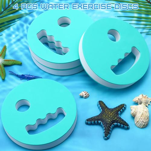 Hungdao 4 Pcs Water Exercise Discs Water Weights for Pool Exercise Set EVA Foam Water Aerobic Equipment for Adults Hand Held Pool Resistance for Swimming Beginners Arthritis(White and Green)