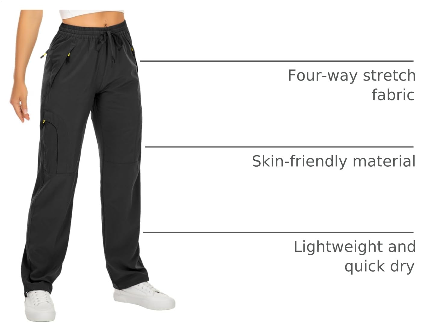 Toomett Women's Hiking Cargo Pants Quick Dry UPF50+ Outdoor Pants for Women Fishing Safari Travel Stretchy Pants with Pockets,6608,Black,XX-L