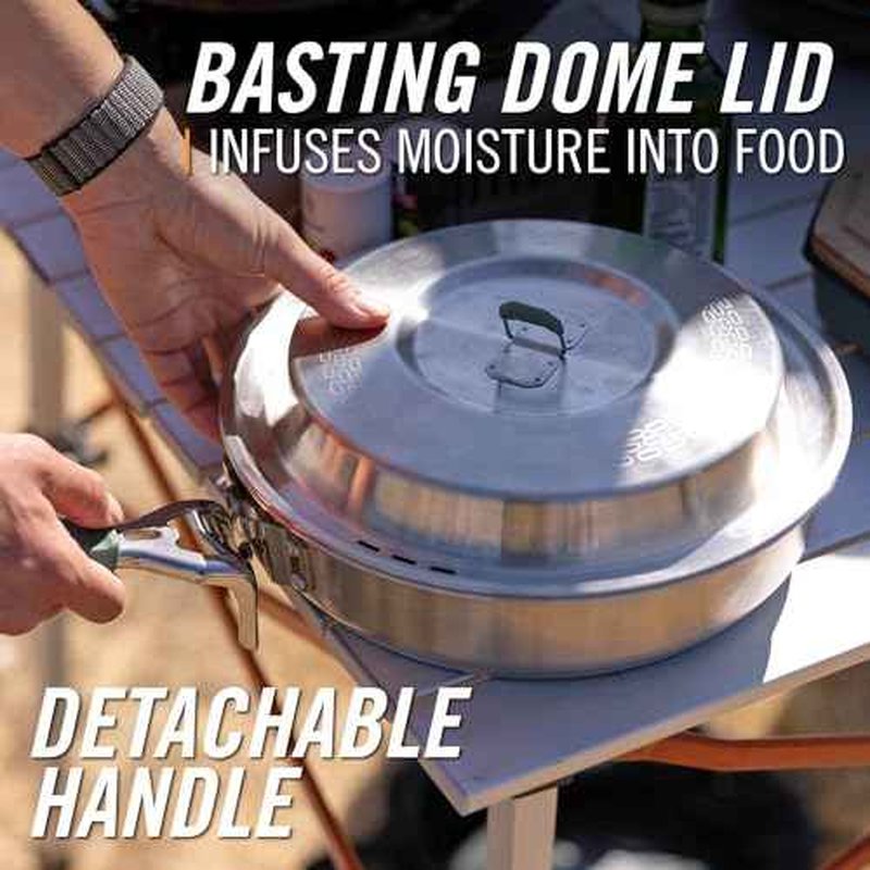 Gerber Gear ComplEAT Saute Pan - Portable Outdoor Saute Pan with Stainless Steel Construction - Premium Camp Cookware - Features Detachable Handle