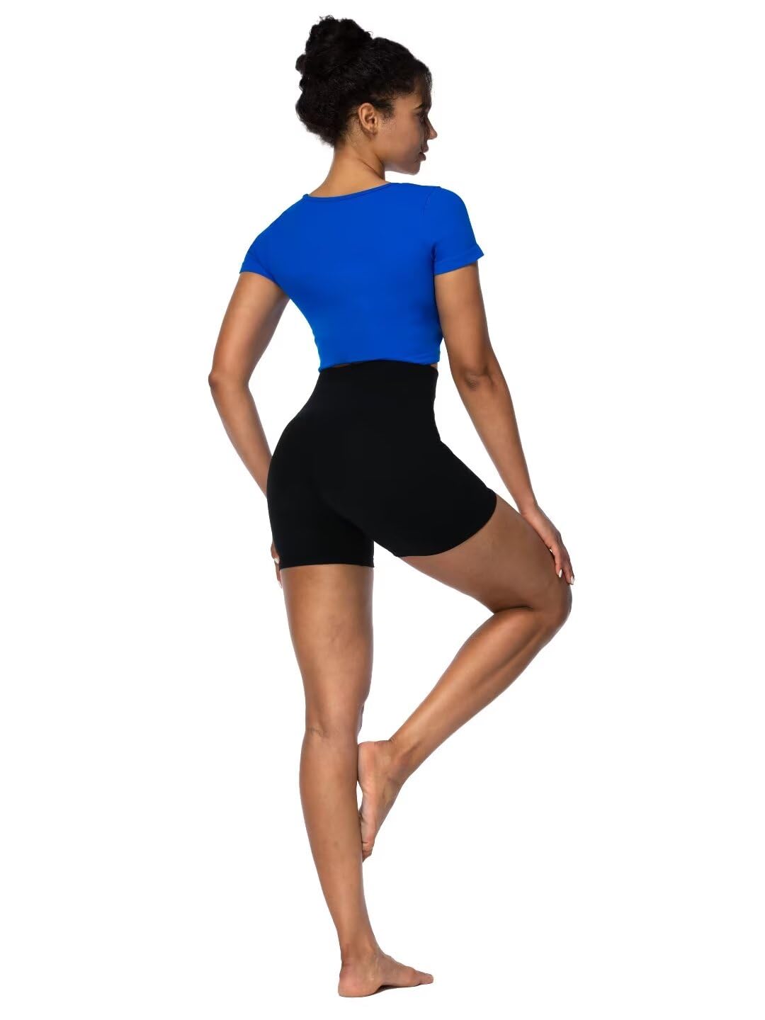 Sunzel Women's Invisible Butt Scrunch Shorts, High Waisted Biker Shorts, Gym Workout Yoga Running Shorts with Tummy Control 4" Inseam Black Medium